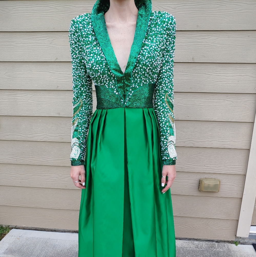 Stephen Yearick Emerald Green Gown Size 2 - Picture 1 of 16